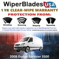 thumbnail image 2 of 2008 Dodge Sprinter 3500 Beam Wiper Blades Wipers w/1yr Warranty (Set of 3) w/Rear Wiper, 2 of 5