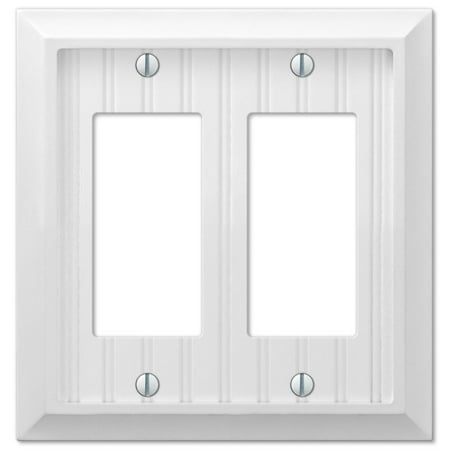 Double Gfci Solid Brass - Cottage White Wood Double GFCI Decora Rocker Wall Switch Plate Cover