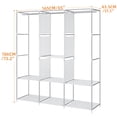 thumbnail image 6 of HONEIER Extra Large Closet Wardrobe, 65"Lx 73"H Portable Closet with 3 Hanging Rods, Shelves and 4 Side Pockets, Clothes Storage Organizer with Cover, Easy Assembly, Grey, 6 of 10