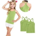 thumbnail image 4 of ZACPNCV 2 Pack Girls Tank Top Solid Sleeveless Undershirts Cami Scoop Neck Undershirts Soft Dance Tank Tops for Toddler Green 2-3 Years, 4 of 7