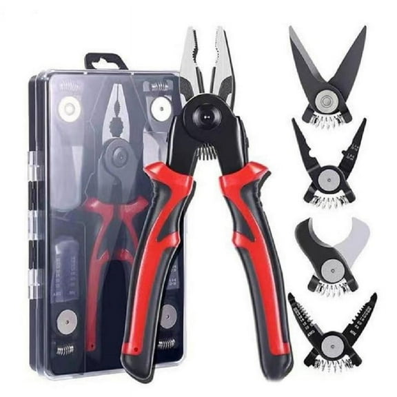 5 in 1 Multifunctional Pliers Replaceable Steel Wire Pliers Wire Stripping Interchangeable Head Tool for Electrician
