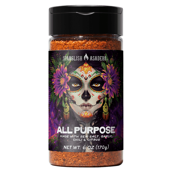 Spanglish Asadero All Purpose Seasoning Blend with Sea Salt, Garlic, Chili, and Citrus, 6 oz