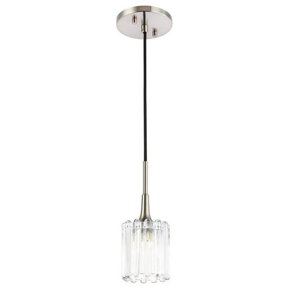 Woodbridge Lighting Regent Park 1-Light Glass & Steel Pendant in Nickel