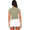 thumbnail image 4 of GHSDFBB Women Summer Slim Fit Basic Crop Tops Solid Color Long Short Sleeve Crew Neck Pullover Tight Tee Shirts Streetwear, 4 of 5