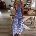 thumbnail image 2 of Tauxra Sleeveless Dress for Women, Summer V-Neck Casual Long Dress with Allover Print, Flowy Beach and Vacation Dress, 2 of 5