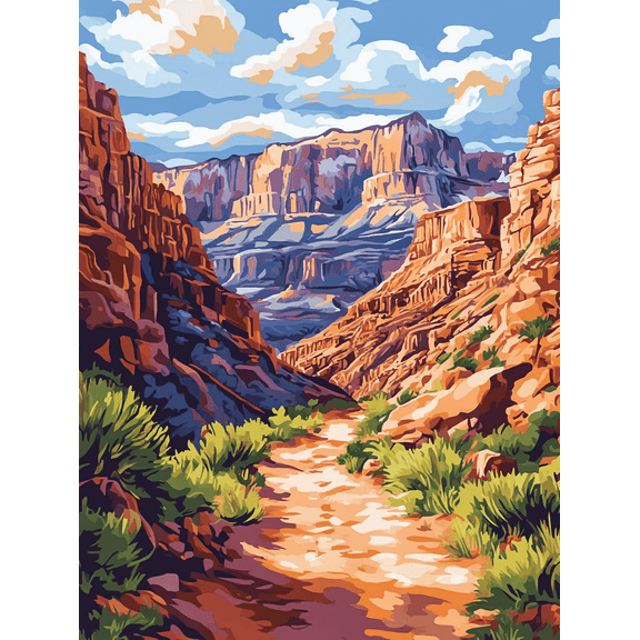 Grand Canyon Trail Canvas Wall Art, Perfect for Living Room, Bedroom, Office, Dining Room, and Hallway Decoration.