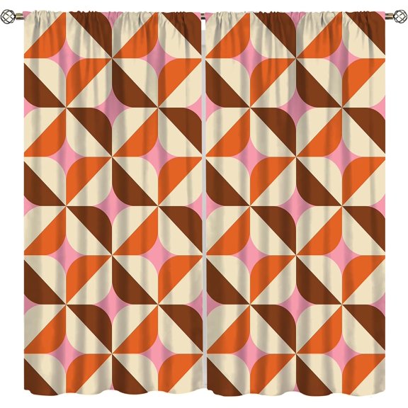 Abstract Medieval Curtains, Modern Geometric Designs in The Aesthetic Style of The 60s and 70s, Decorated Curtains for The Bedroom Living Room and Kitchen42X63 Inch