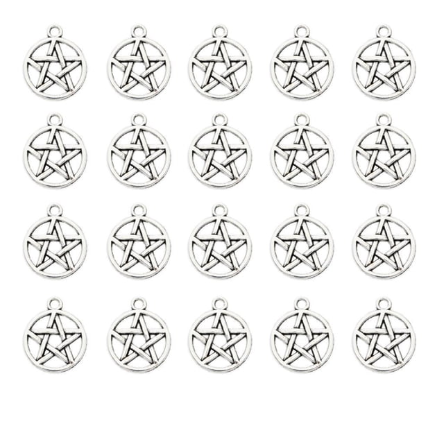 20 Piezas de de Colgante de Estrellas de Tono Plateado, Colgante de de Pentagrama DIY, 20x16 M Yinane Estrellas encanto perlas colgantes