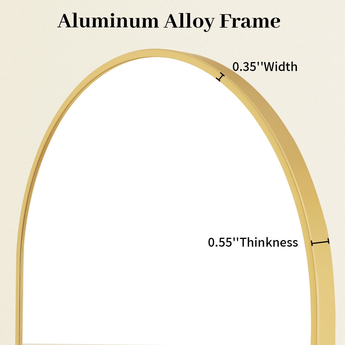 AUROMIR 16"x24" Arched Wall Mounted Bathroom Mirror Arched Vanity Mirror, Gold