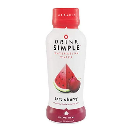 Drink Simple Watermelon Water, Tart Cherry Flavor – Organic, Non-GMO, Gluten Free, Vegan Natural Hydration – 12 Fluid Ounce (Pack of