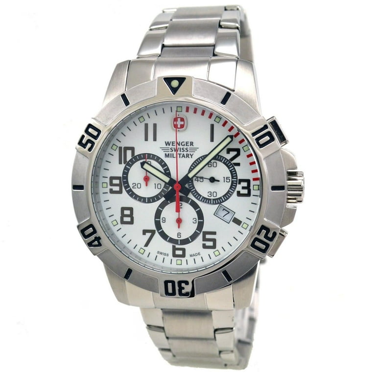 Wenger Men's 79039 Swiss Military Chronograph White Dial Stainless