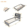 thumbnail image 2 of Harper & Bright Designs Twin Size Wooden Platform Bed with Trundle and 3 Drawers Underneath, Wooden Bedframe with Headboard Storage and Built-in USB & LED Light, Gray, 2 of 13