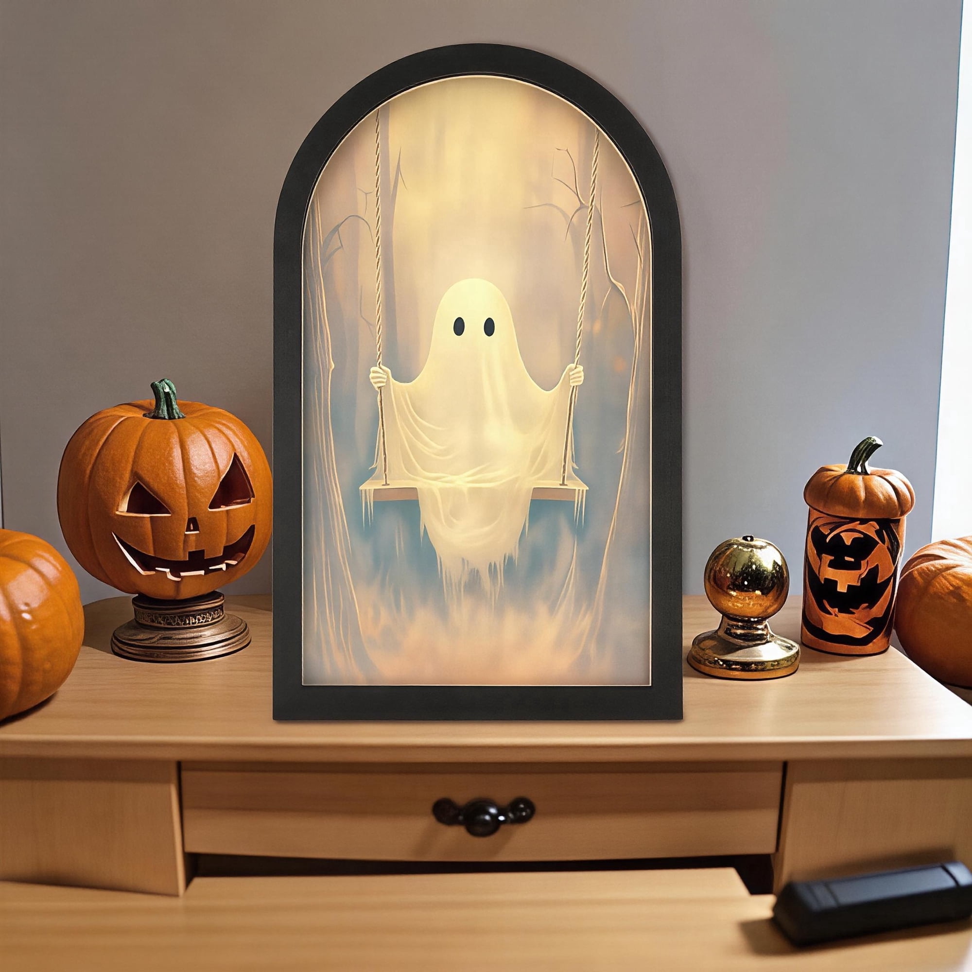 Martha Ghost Mirror for Halloween Stewart Spooky Ghosts for Halloween Decor Halloween Hologram Ghost Mirror for Halloween Party Decorations,19.68 in (B)