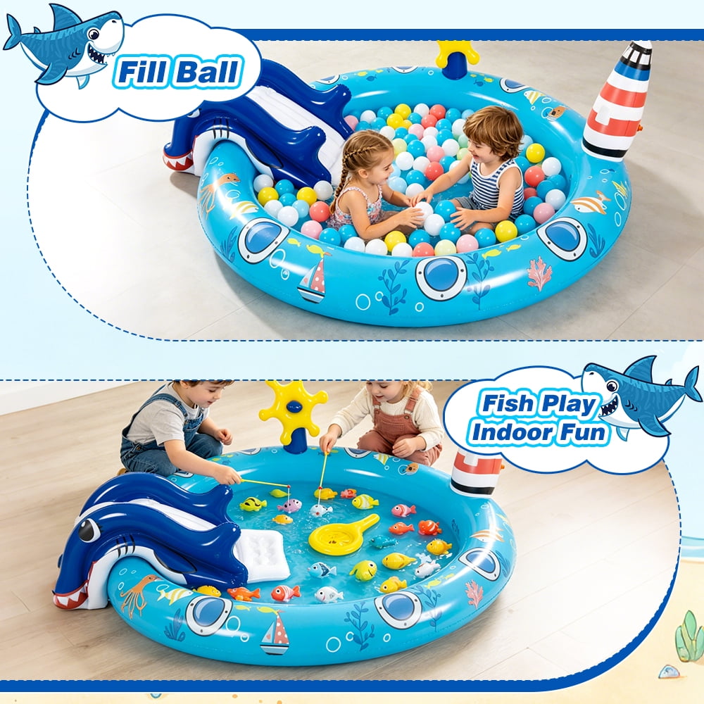 Inflatable Pool, 80'' x 60'' x 25'' Sprinkler Swimming Pool, Kids Spray Pool, Outdoor Water Play Game for Yard & Garden, Portable Above Ground Summer Playset