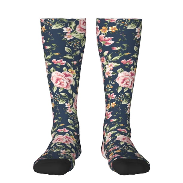 Balery Vintage Floral Calcetines novedosos Calcetines deportivos Calcetines hasta la rodilla Calcetines de algodón Calcetines originales y geniales