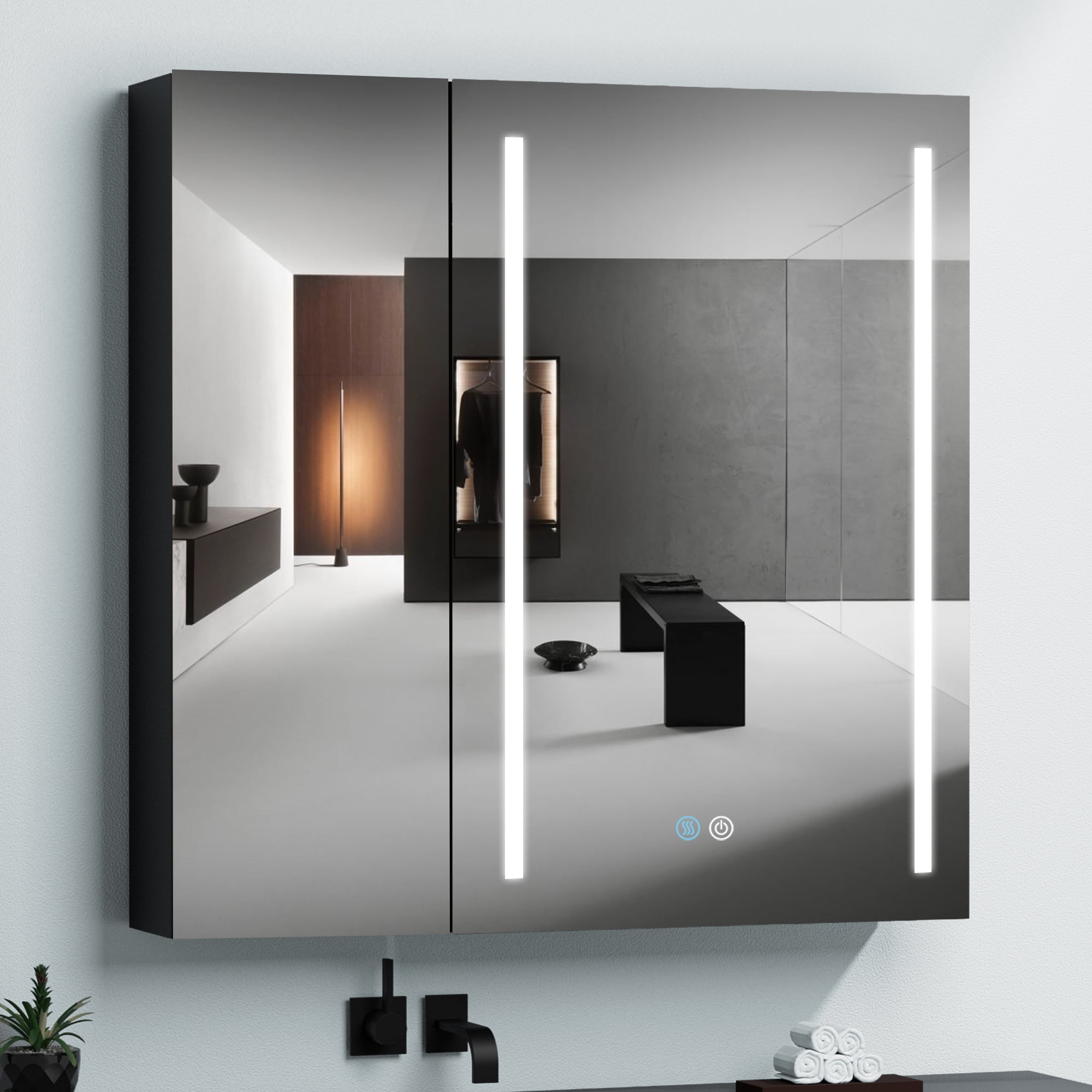 CoSoTower 30X30 Inch LED Bathroom Medicine Surface Mount Double