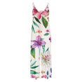 thumbnail image 4 of Women's Loose Sleeveless Jumpsuits Various Flower Print Adjustable Spaghetti Strap Stretchy Long Pant Romper Jumpsuit with Pockets, 4 of 5