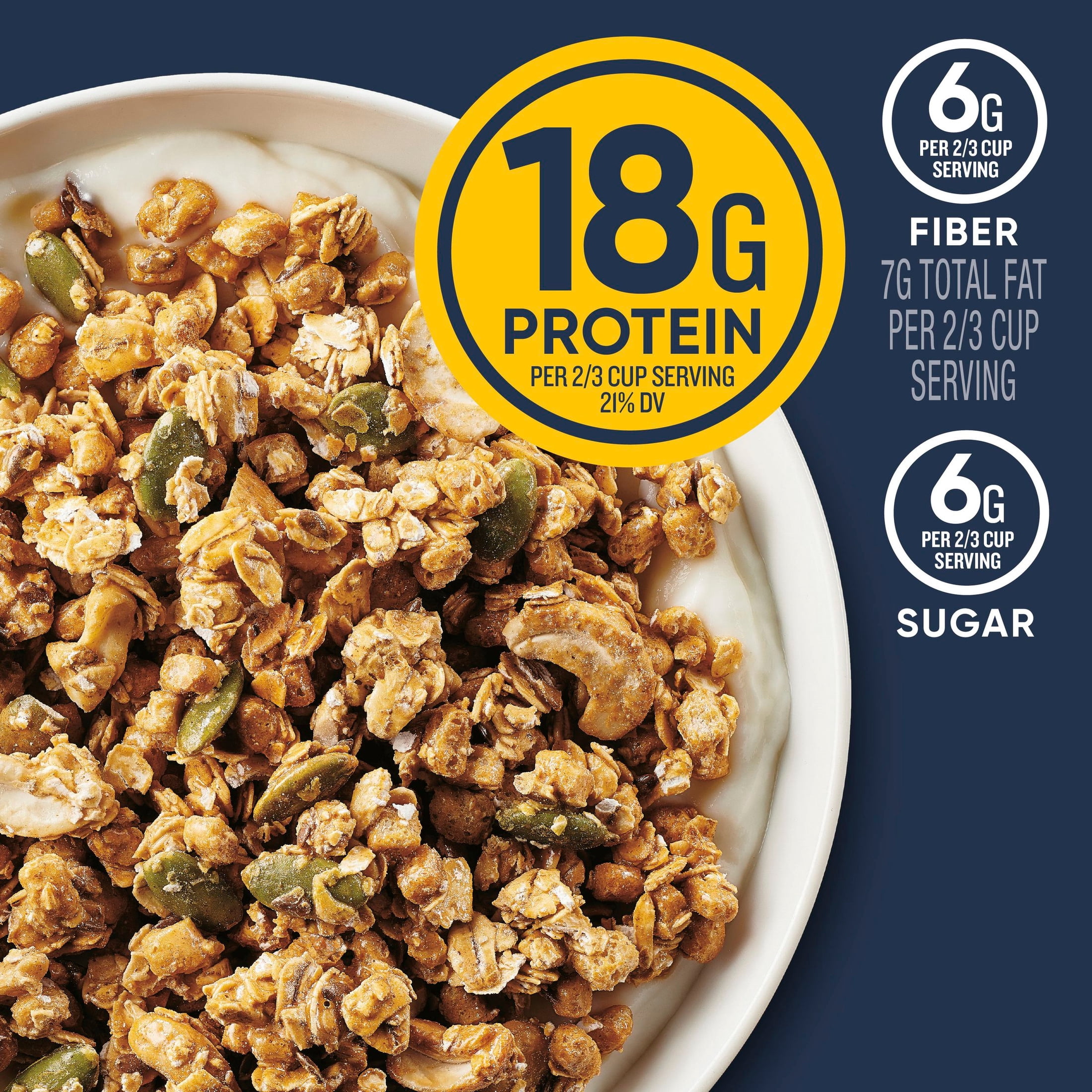 Ratio Protein Fiber Honey Cashew Granola Cereal, 18g Protein, 9.8 oz