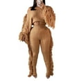 thumbnail image 4 of Lindreshi Womens 2 Piece Outfit Fall Women Fashion Casual Clothes Solid Color Two Piece Knitted Long Sleeve Tassel Outfits, 4 of 6