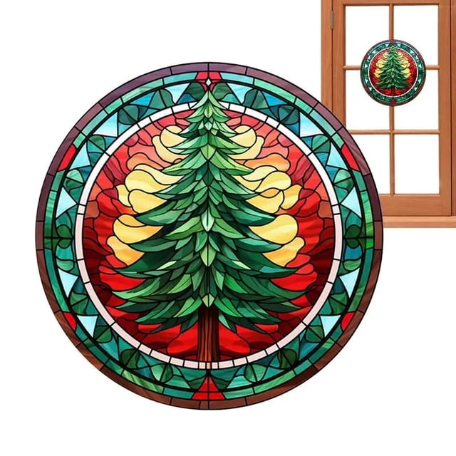 Cubiertas de ventana de árbol de Navidad, cubiertas de ventana estáticas de invierno, pegatinas de ventana de Navidad para ventana de vidrio
