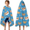 thumbnail image 3 of Cartoon Corgi Hooded Bath Towel，50"x30" for Ages 3 To 12 Kids, Quick Dry Lightweight Soft Microfiber Hood Beach Towel Cover Up for Kids, 3 of 7