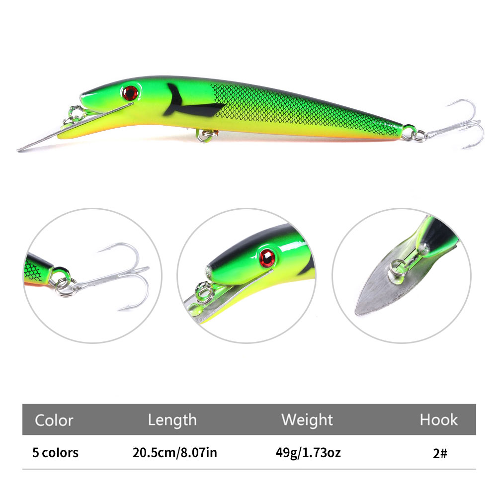 HENGJIA Fishing Deep Diving Fishing Lures Swimbait Large Sinking Minnow Lure Saltwater Jerkbait Lure 5Pcs/kit, 1.59oz/7.76in