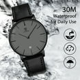 thumbnail image 4 of Men Watches Fashion Minimalist Quartz Watch for Men Analog Waterproof Watches with Leather Strap Gift for Man, 4 of 9