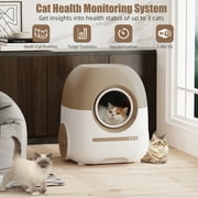 Self Cleaning Litter Box for Multiple Cats, Automatic APP Controls 5G Wifi, 70L,Pink