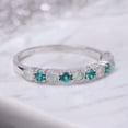 thumbnail image 2 of Emerald Opal Wedding Band, Half Eternity Opal Stacking Band, 925 Sterling Silver Wedding Ring, Gemstone Band, Birthstone Ring, Anniversary Christmas Gift, 2 of 5