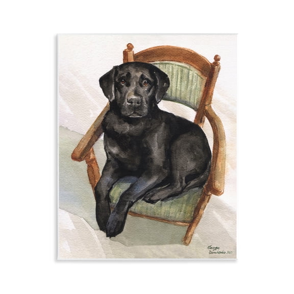 Stupell Industries Rustic Lodge Black Labrador On Chair Wall Plaque Art, 11 x 14, by George Dyachenko