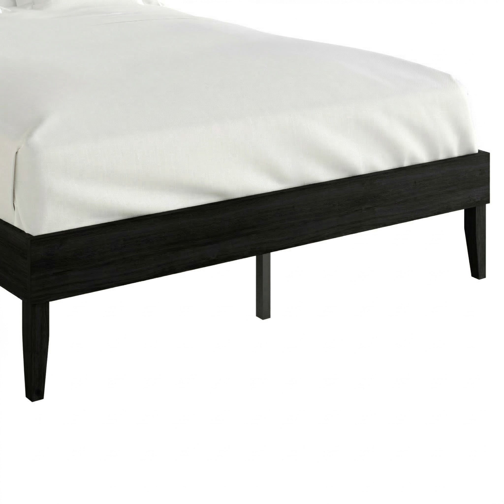 Home Design Oxnard Full Solid Wood Platform Bed Frame with X-Pattern Headboard and Full Slat Support System, Black