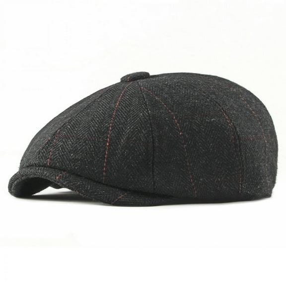 Middle-Aged and Elderly Beret Men's British Retro Woolen Peaked Cap Autumn and Winter New Octagonal Cap Casual Painter Hat