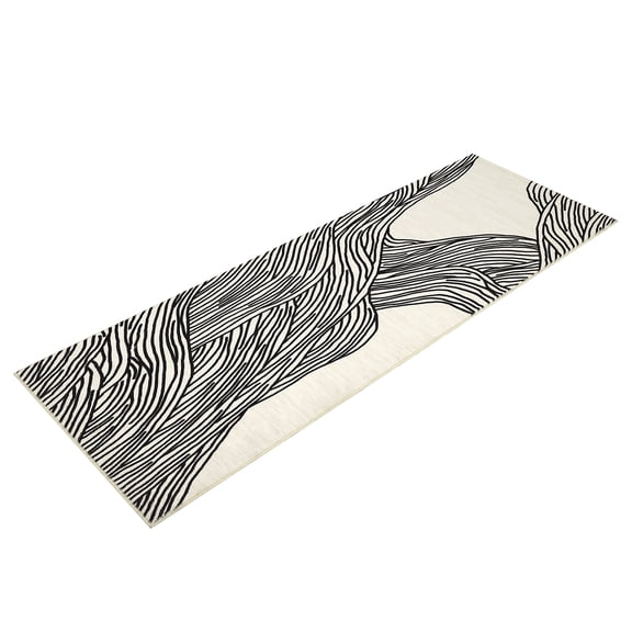 Modern Abstract Runner Rug 2x6 Entryway Runner Rug Washable Rugs for Hallway Contemporary Kitchen Runners Indoor Soft Faux Wool Floor Cover Non-Slip Low Pile Runners for Laundry Bedside