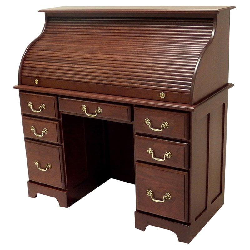 Haugen Customizable Deluxe Roll Top Double Pedestal Laptop Desk