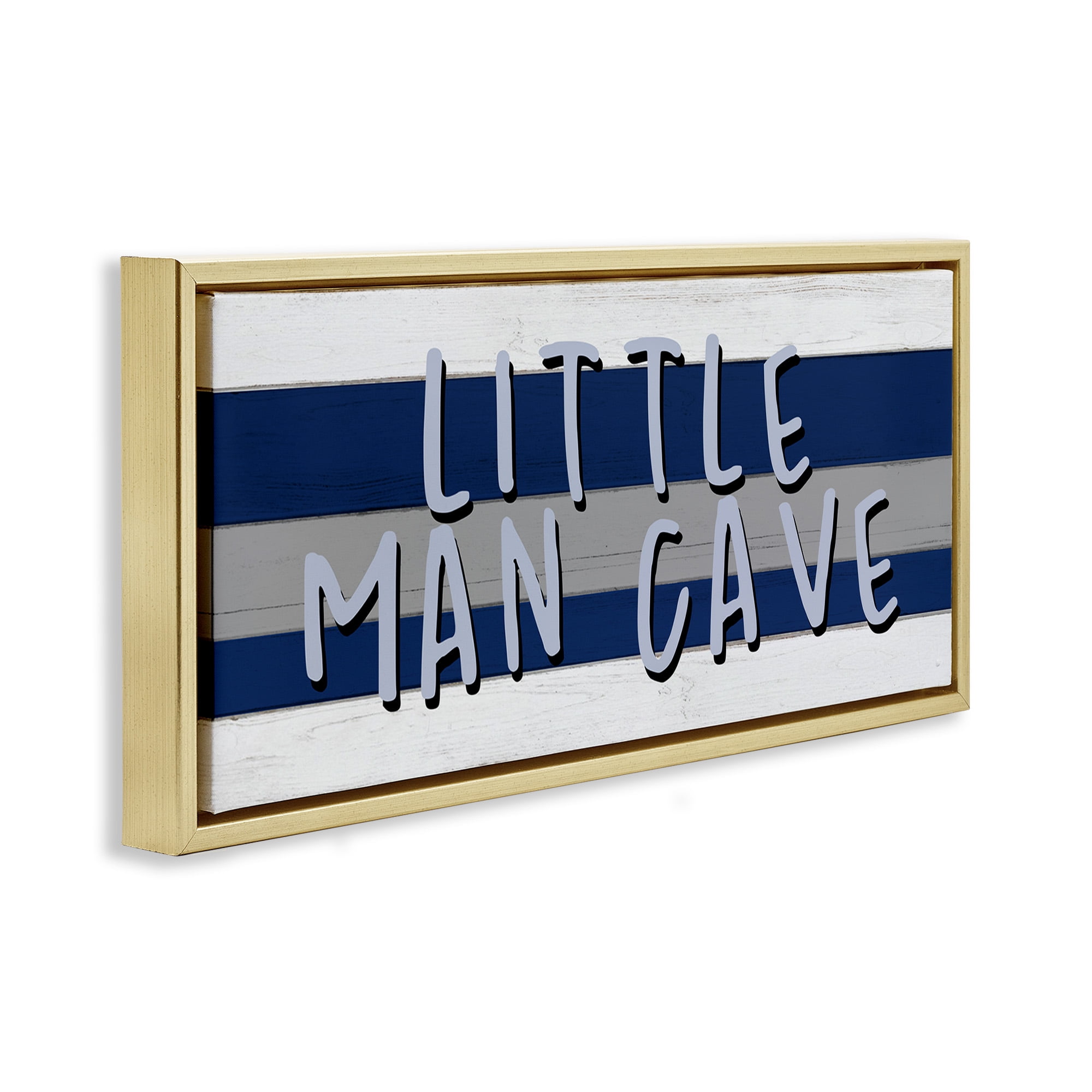 Stupell Industries Boy's Little Man Cave Typography Painting Gold Floater Framed Canvas Art Print Wall Art, 25 x 11
