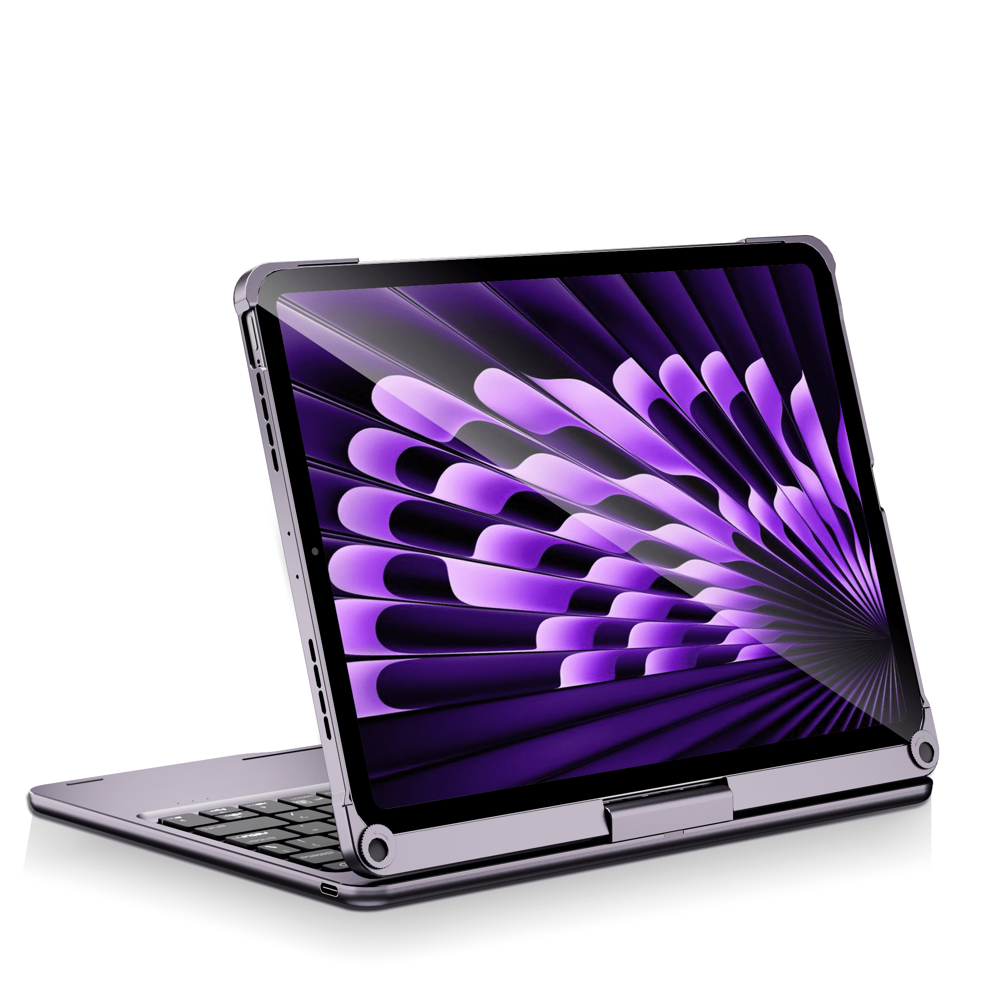 Pekarejue Wireless Keyboard Case Compatible with iPad Air 11-inch M4 M3 M2 & iPad Air 5th 4th & iPad Pro 11 (4th-1st Gen): 360 Rotatable Pencil Holder Multi-Touch Trackpad Backlight Metalllic Purple