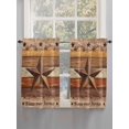 thumbnail image 5 of Western Texas Star Vintage Bathroom Window Curtain, Farmhouse Brown Wood Grain Light Filtering Coffee Kitchen Curtains, Bedroom Living Room Curtains 2 Panel 84"x45", 5 of 6
