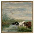 thumbnail image 3 of Drsoum Large 24x24in Natural Framed Vintage Landscape Canvas Wall Art Cow Farm Classic Wall Prints Modern Farmhouse Bedroom living room Decor, 3 of 6