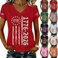 thumbnail image 5 of Women's 250th Anniversary USA Shirt Independence Day Top 4th of July Shirts America 250 Merchandise V Neck Flag Graphic Casual Tee, 5 of 5