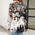 thumbnail image 7 of Halloween Long Sleeve Shirts for Women Funny Halloween Party Bat Crew Neck Loose Party Womens Tunic Tops Trendy Vintage Fall Clothes Wear with Leggings Outfits Gray XXL, 7 of 7