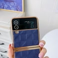 thumbnail image 2 of Compatible with Samsung Galaxy Z Flip 4 5G Case, PC + PU Leather Pattern Luxury Plating Ultra-Thin Drop Protective Phone Case Cover for Samsung Galaxy Z Flip 4 5G - Royalblue, 2 of 5
