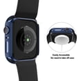 thumbnail image 4 of 3 Pack Hard PC Case Compatible with Apple Watch Series 8 Series 7 41mm, Case with Tempered Glass Screen Protector Overall Bubble-Free Cover for iWatch 7 Accessories, (Black+Blue+Silver,41mm), 4 of 5