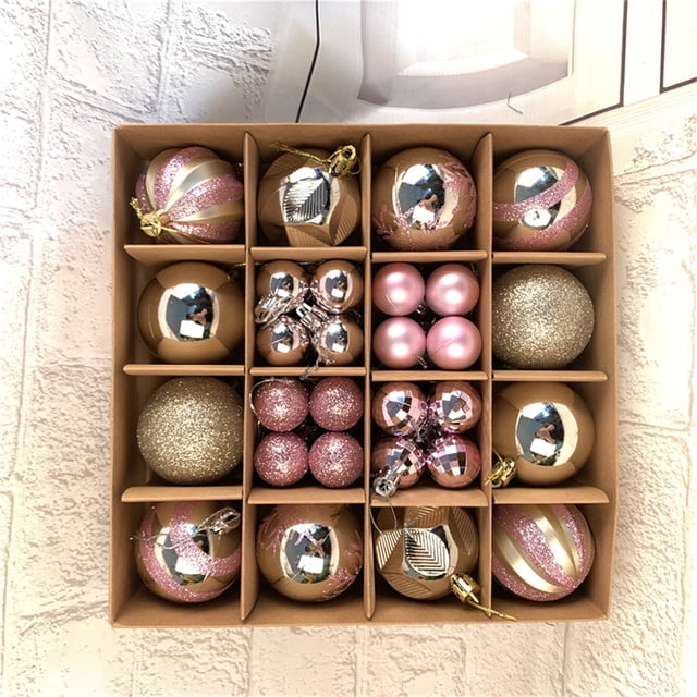 Fiudx Juego de Adornos Navideños, Bolas Decorativas Irrompibles, Diseño de Plástico Ligero, Perfecto para Árboles, Coronas y Guirnaldas, Bodas y Fiestas Navideñas, 44 Piezas, 24 X 24 X 6 Cm