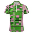 thumbnail image 4 of Plaid Pink & Green Men Zipper T-shirt Summer Casual Short Sleeve T-shirt Top, 4 of 7