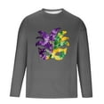 thumbnail image 6 of UVEASISHA Big and Tall Mardi Gras Shirts for Men Long Sleeve Mask Print Graphic Tees Holiday Casual Slim Fit Workout Shirt Stretchy Gym Muscle Tee Gray 3XL, 6 of 6