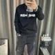 thumbnail image 5 of Sudaderas para hombre sin capucha cuello redondo negro ropa de hombre top jersey estampado de letras cuello redondo novedad y alta calidad suelta, 5 of 5