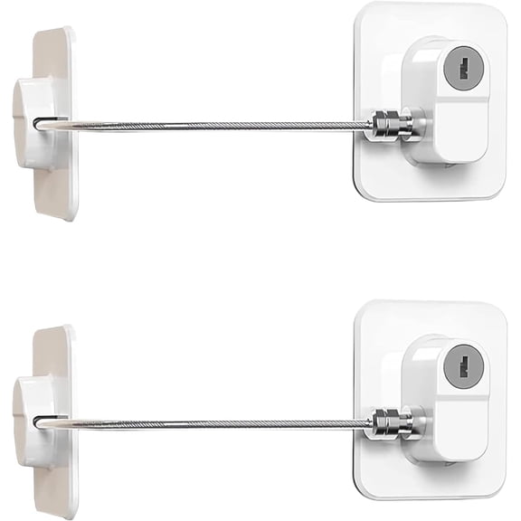Keyless Cabinet Door Lock with Combination Code, No Drill Drawer Lock, White, 2 Pack