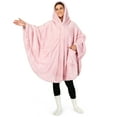 thumbnail image 3 of PAVILIA Angel Wrap Hooded Blanket Poncho, Wearable Blanket Throw Wrap Poncho for Women Adult, Cozy Fluffy Sherpa Fleece Shawl Cape with Hood pockets, Warm Gift for Mom Wife, Light Pink, 3 of 10