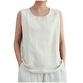 thumbnail image 2 of Tanktops Women's Tank Tops Womens Tank Tops Fashion Women's Casual Round Neck Sleeveless T-shirt Summer Beige XL, 2 of 9
