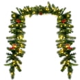 thumbnail image 1 of Gymax 9FT Pre-lit Christmas Decoration Garland Indoor Outdoor w/ LED Lights Timer, 1 of 6